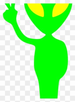 Peace Sign Clipart One Finger - Green Alien With Red Eyes