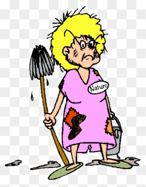 Don't Know About The Spring Cleaning, But I Am - Old Lady Cleaning Cartoon