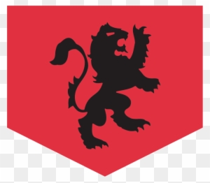 Red Flag With A Black, Medieval Lion Design Representing - Medieval Times Red Knight Symbol