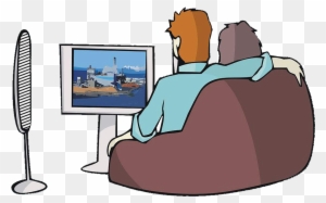 Television Drawing Cartoon Illustration - Old Couple Watching Tv