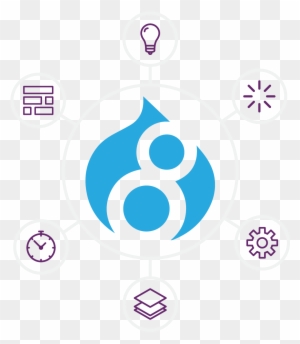 Illustration Of Drupal 8 Surrounded By Mobile Icons - Drupal 8 Logo ...