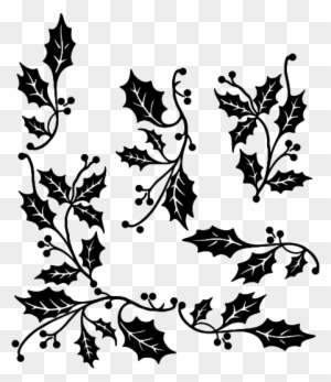 Clipart Holly Border Rh Openclipart Org Black And White - Holly Ribbon Border Holiday Square Stickers
