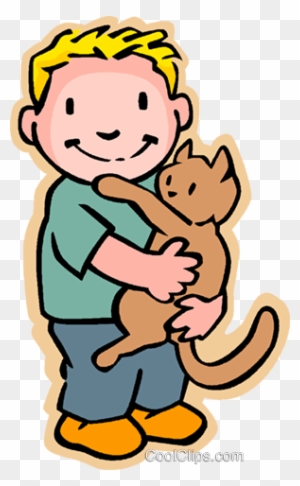 Little Boy With Cat Royalty Free Vector Clip Art Illustration - List Of At Word Family Little Boy With Cat Royalty Free Vector Clip Art Illustration - List Of At Word Family