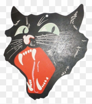Vintage Dennison Halloween Black Cat Die Cut For Kids - Christmas Carol