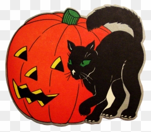 To Download Click On The Picture To Get A Full Size - Art Print: Black Cat With Jack-o-lantern, 61x41in.