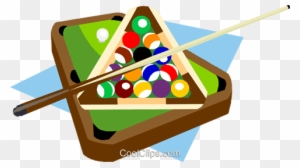 Billiard Table With Balls And Cue Royalty Free Vector - Pool Table Clip Art