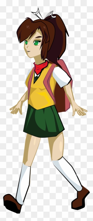 anime girl walking to school