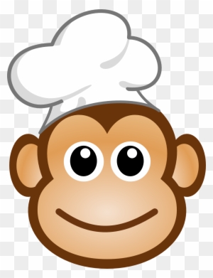 Logo Cuisine Amusante Singe Chef Aux Yeux Kawaii - Monkey Face Cartoon Type