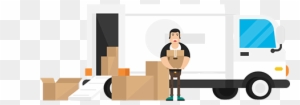 Online Shipping Services - Delivery Man Vector