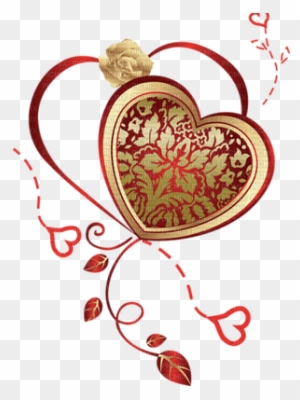 Kaz Creations Deco Scrap Heart Red Gold - Valentine Card Decoration Png