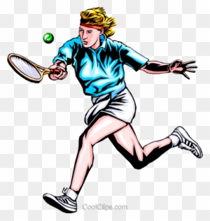 Woman Playing Tennis Royalty Free Vector Clip Art Illustration - Physical Education And Sport