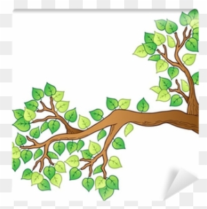 Cartoon Tree Branch With Leaves 1 Wall Mural • Pixers® - Cute Birds Flying Gif