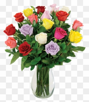 By Http - 18 Multi-color Long-stem Roses Bouquet | Flower Delivery