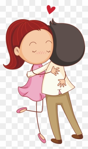 Hug Cartoon Drawing Illustration - Cartoon Boy And Girl Hugging
