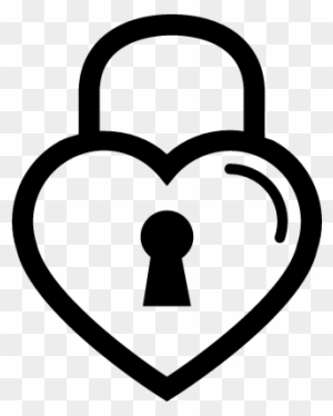 Heart Shaped Lock Outline Vector - Black And White Heart Lock