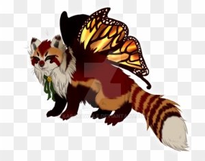 Butterfly Red Panda Paypal Adopt Auction Gone By Kasarawolf - Red Panda And A Wolf