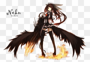 Anime Wolf Demon Girl With White Hair Download Anime Black Wings Free Transparent Png Clipart Images Download - anime guy with black wings roblox