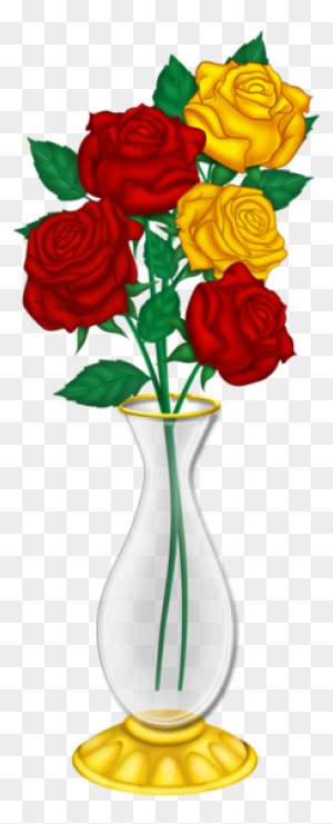 Beautiful Vase With Red And Yellow Roses Png Picture - Download Flowers And Roses