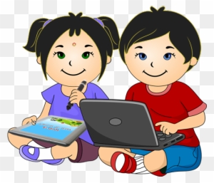 Kid Typing Clipart