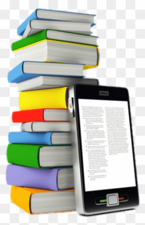 E-book In Front Of Book Pile - Mobile Books