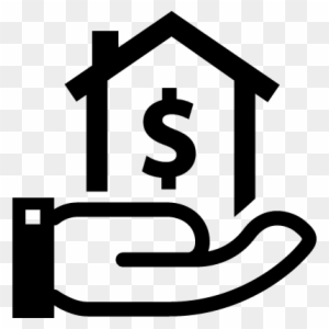 House With Dollar Sign On A Hand Vector - Buying House Icon
