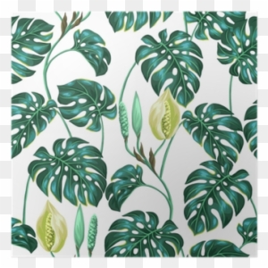 Seamless Pattern With Monstera Leaves - Swiss Cheese Plant