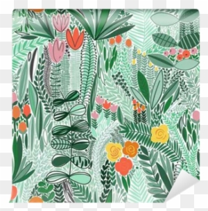 Tropical Seamless Floral Pattern Wall Mural • Pixers® - Obraz W Ramie Kwiaty Abstrakcja F1bab100x40-2944