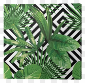 Tropical Palm Leaves Pattern, Geometric Background - Exotic Backgrounds
