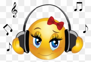 Girl Listening To Music Clipart - Listening To Music Emoji