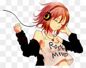 Anime Girl With Headphones Clipart - Anime Girl With Red Hair And Headphones  - Free Transparent PNG Clipart Images Download