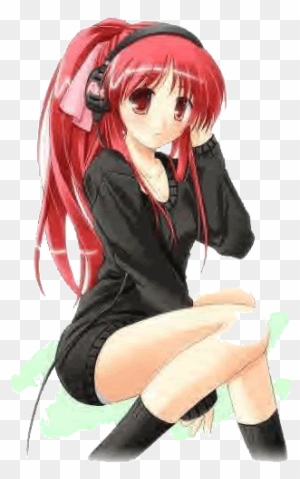 Adelle Henderman She Kinda Looks Like That - Headphone Anime Girl Red Hair