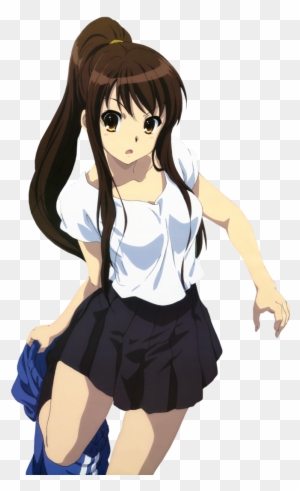 279 2795343 anime girl with dark brown hair in a ponytail download haruhi suzumiya