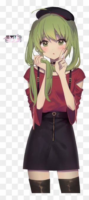 Green Haired Girl Anime Render - Green Haired Anime Girls - Free  Transparent PNG Clipart Images Download