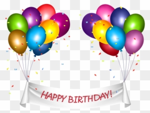 Transparent Happy Birthday Banner And Baloons Png Clip - Happy Birthday Banner Transparent Background