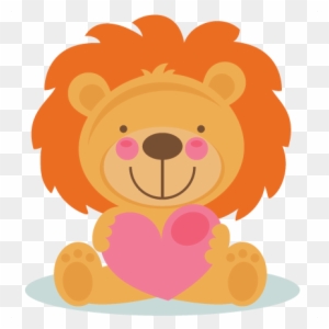 Cute Valentine Lion Scrapbook Cuts Svg Cutting Files - Cute Valentines Day Cartoon Animals