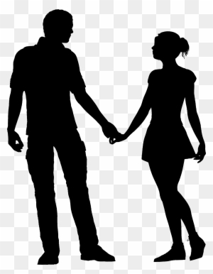 Clipart - Silhouette Couple Holding Hands Clipart - Silhouette Couple Holding Hands