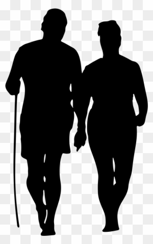 Couple Walking On Beach Silhouette - People Walking Silhouette Png