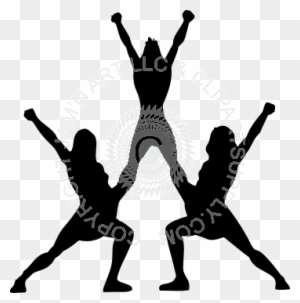 Dance Cheerleader Clipart - Cheerleading Stunt Silhouette