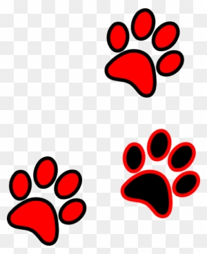 Blue/gold Paw Print Clip Art At Clker - Red And Black Paw Print
