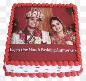 1st Marriage Anniversary Pineapple Photo Cake - Happy 1st Marriage Anniversary Cake
