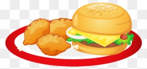 Fast Food Junk Food Hamburger Cheeseburger Clip Art - Food On Plate Clipart