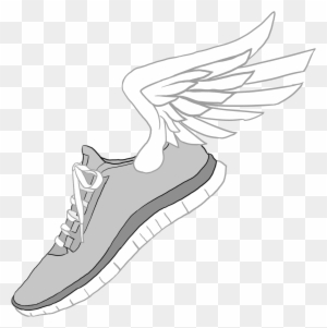Nike Clipart Transparent - Cartoon Running Shoes With Wings