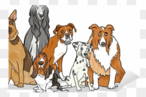 Cute Purebred Dogs Group Cartoon Illustration Wall - Book Of Dog Breeds For Children: They're All Dogs