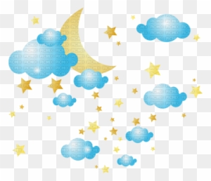 Clouds Stars Moon - Moon And Star Png