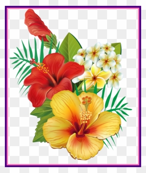 Best Png Flowers Tattoo And Clip Art Pict For Bouquet - Cafepress Tropical Hibiscus Tile Coaster