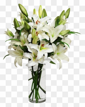 White Lily Bouquet - Flowers In A Vase Transparent