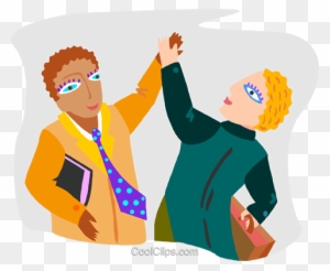 Workers Giving Each Other The High-five Royalty Free - High Five Clipart