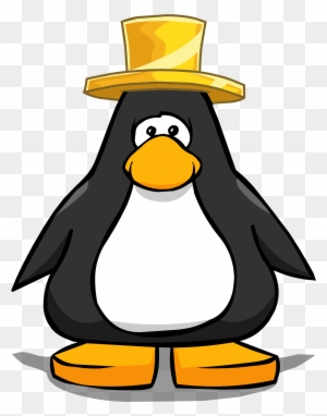 Gold Top Hat From A Player Card - Penguin With Santa Hat