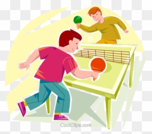 Boys Playing Ping Pong Royalty Free Vector Clip Art - Table Tennis Clip Art
