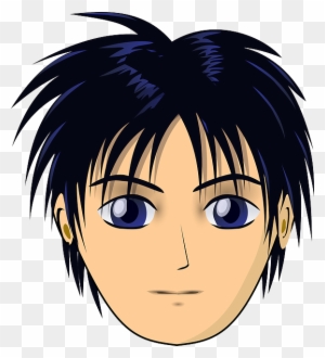 Eyes, Black, Blue, Outline, Drawing, People, Boy - Face Anime Png